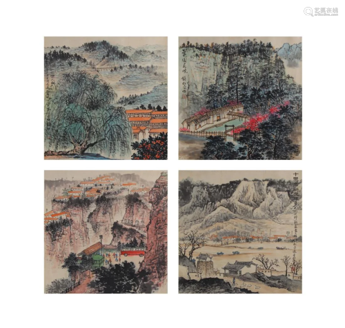 GROUP OF SCENERY PAINTING BY QIAN SONGYAN