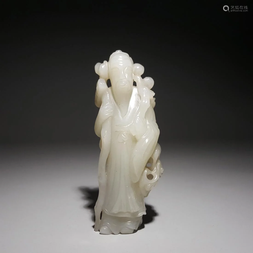 CHINESE WHITE JADE CARVING FIGURINE OF IMMORTAL