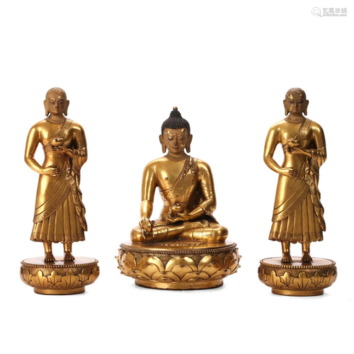 A GROUP OF GILT-BRONZE BUDDHA FIGURES