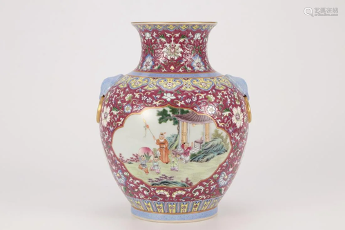 FAMILLE ROSE OPENFACE 'NARRATIVE' PORCELAIN VASE