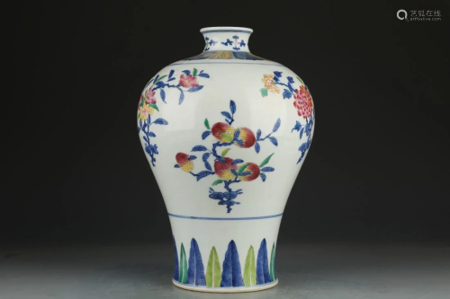 DOUCAI 'FLOWERS AND FRUITS' MEIPING VASE