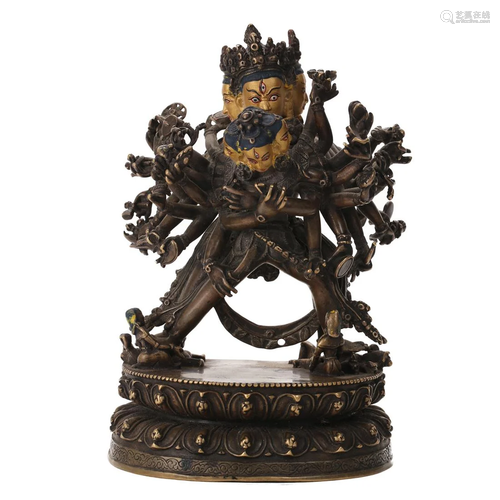 A BRONZE FIGURE OF GUHYASAMAJA