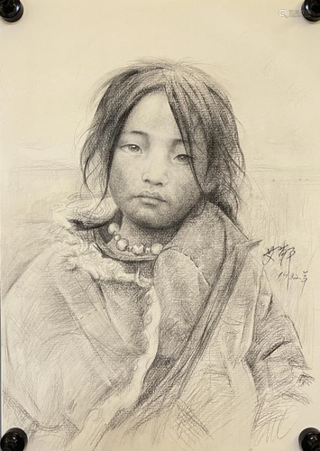 PENCIL SKETCH PAINTING OF A GIRL, AI XUAN