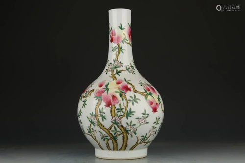 FAMILLE ROSE 'POMEGRANATE' CELESTIAL VASE