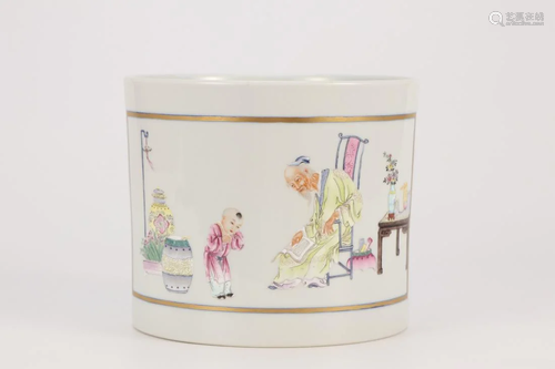 FAMILLE ROSE 'NARRATIVE' BRUSH POT