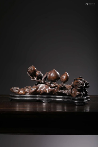 HUANGHUALI WOOD CARVING 'FRUIT' ON ROSEWOOD S…