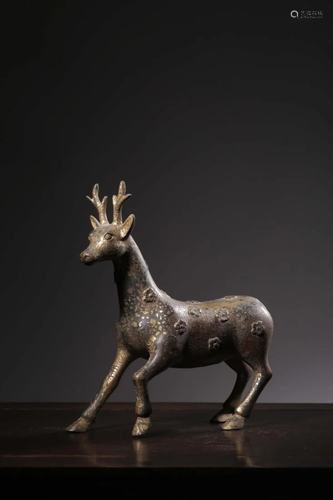 A BRONZE EFFIGY OF A SIKA DEER