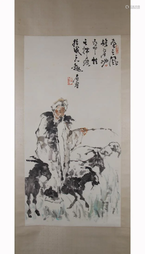 CHINESE PAINTING OF SHEPHERD, SHI LU