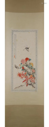 PAINTING OF FLOWER AND BUTTERFLY, LU XIAOMAN