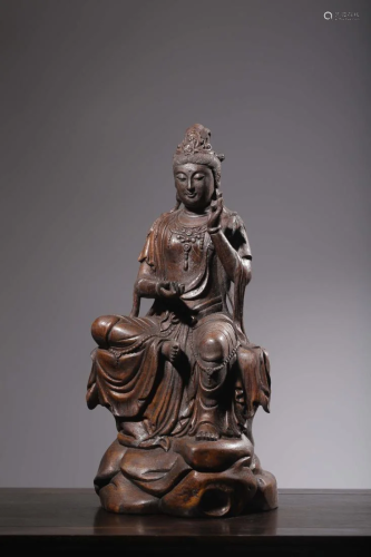 BAMBOO CARVING FIGURINE OF FREE GUANYIN