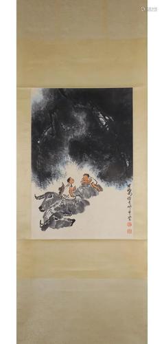 PAINTING OF BUFFALO HERDING, LI KERAN