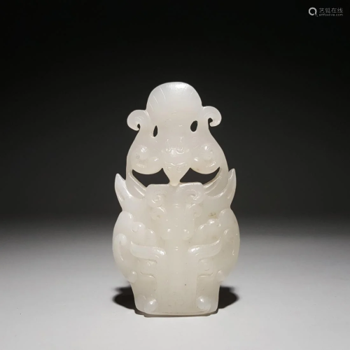 WHITE JADE CARVING BEAST FACE