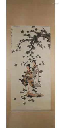 PAINTING OF LADIES UNDER TREE BY FU BAOSHI