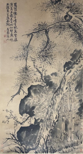 PAINTING OF PINE TREE AND PLUM BLOSSOM, XU WEI