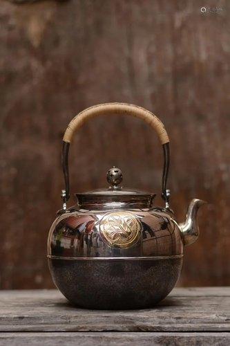 GILT SILVER LOOP-HANDLED TEAPOT