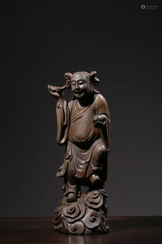 HARDWOOD CARVING FIGURINE OF AN IMMORTAL