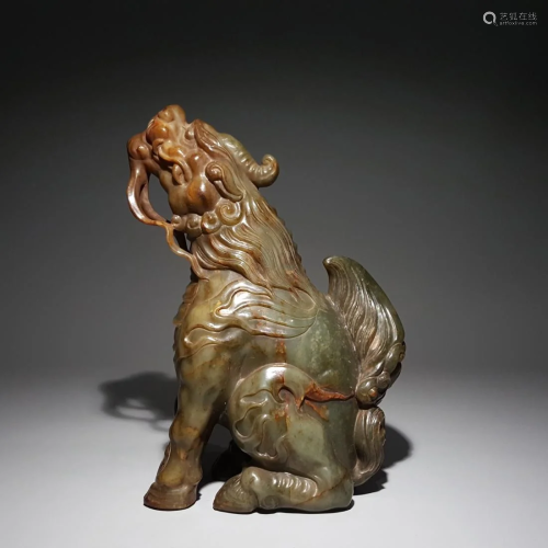 CHINESE JADE CARVING OF AUSPICIOUS BEAST