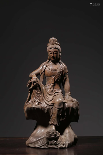 HARDWOOD CARVING FIGURINE OF GUANYIN