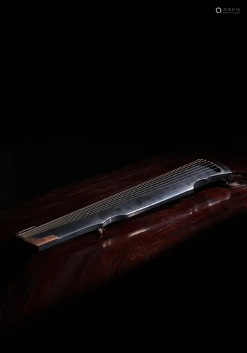 BLACK LACQUERED CEDAR WOOD CARVING GUQIN