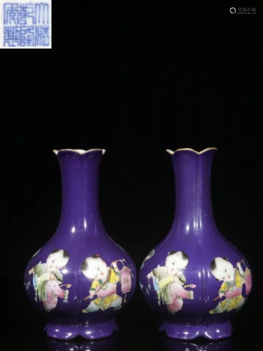 Chinese Hand Paint Famille Rose Porcelain Vases,Pa