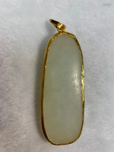 Chinese Jade Pendant w 24K gold