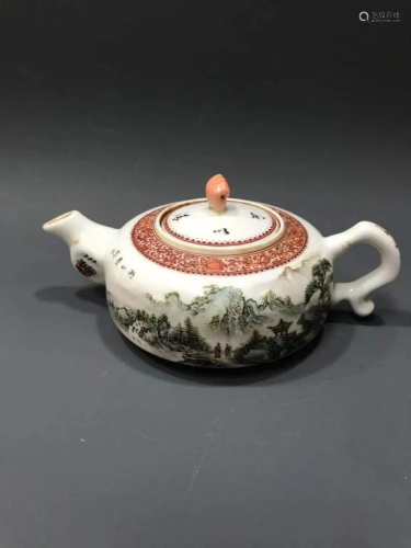 Chinese Famille Rose Porcelain Teapot,Mark
