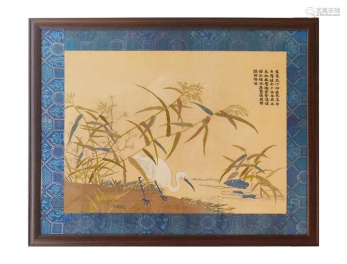 Chinese Silk Painting w Calligraphy