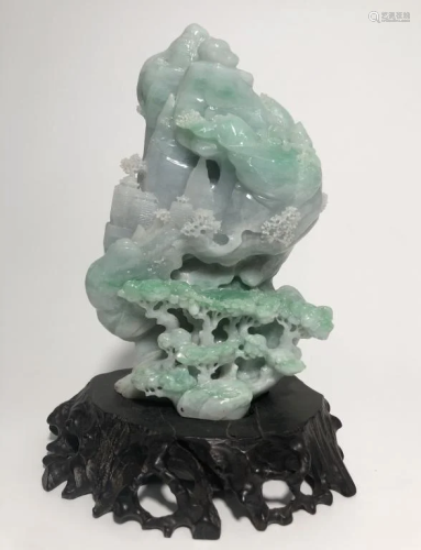 Chinese Jadeite Carved Tree and Mountain