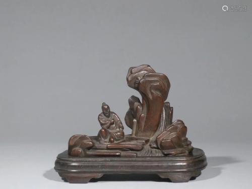 Chinese Chengxiang Wood Carved Man&Tree