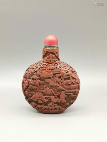 Chinese Red Cinnerbar Snuff Bottle
