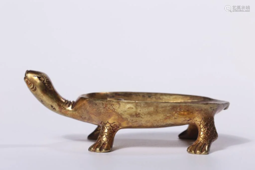 Chinese Gilt Bronze Turtle Inkwell