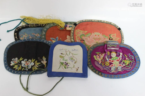 Group of 6 Chinese Silk Purses