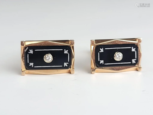 14K Gold Diamond Cartier Cufflinks