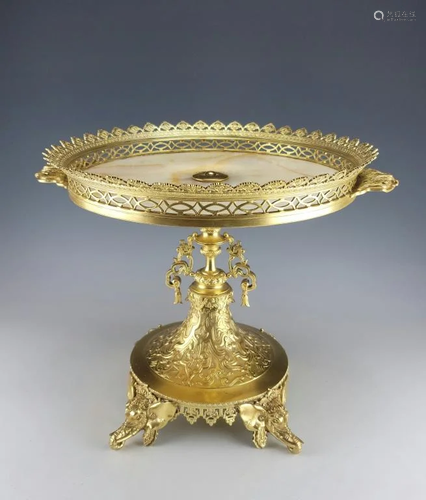 Lrg19C French Japanesque Gilt Bronze Tazza