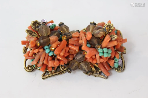 Chinese Coral Brooch