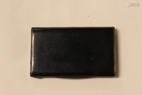 Black Enamel on Silver Card Case Box