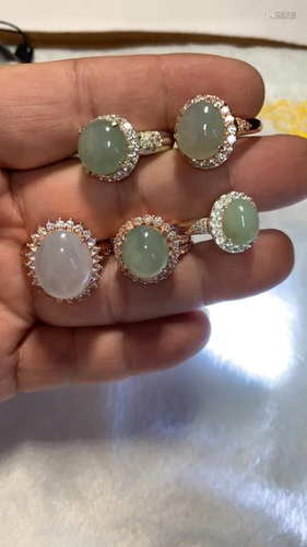 Five Chinese Jadeite Rings