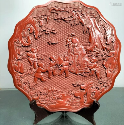 Chinese Cinnabar Plate