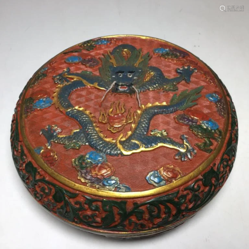 Chinese Lacquer Wood Round Case