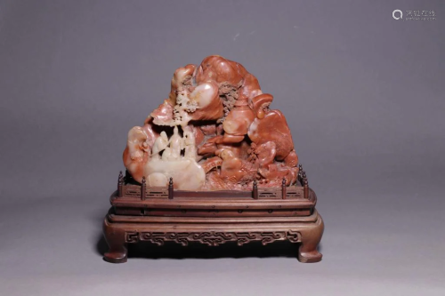 Chinese Soapstone Carved Mountain