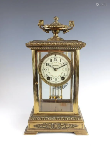 Antique Bronze Crystal Regulator Clock Tiffany
