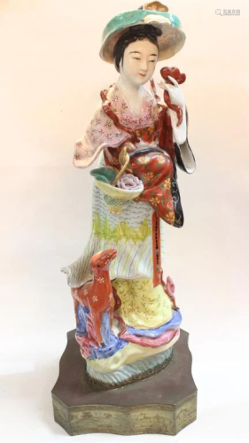 Chinese Famille Rose Porcelain Figural Statue