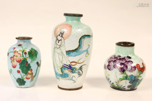 3 Chinese Cloisonne Vases