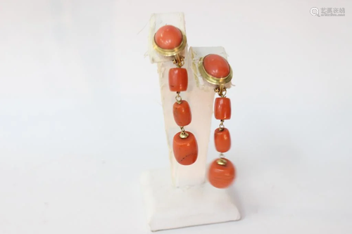 Pair of Chinese Coral Earring