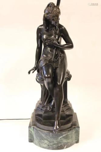 ,Sgined. Bronze Statue w Marble Base