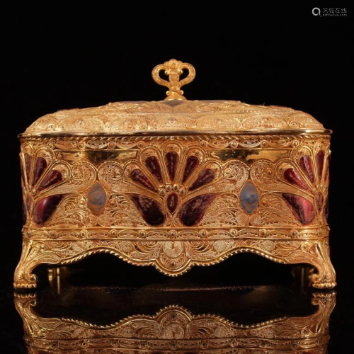 Chinese Gilt Cloisonne Jewelry Case