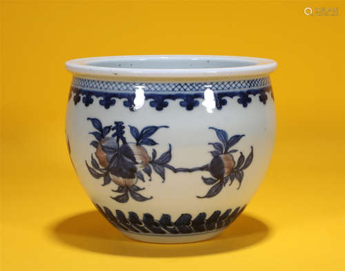 Underglaze Blue and Copper red Jardiniere Qianlong Style