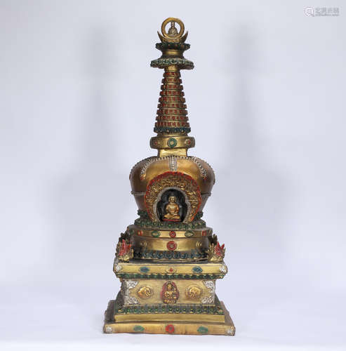 Gilt Bronze Stupa Ming Style