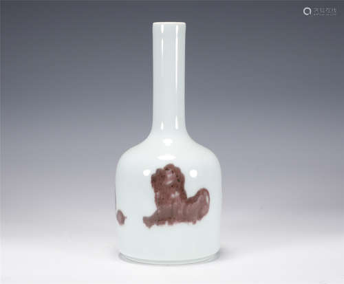 The pure bottle of red jade under the glaze of Kangxi in the...