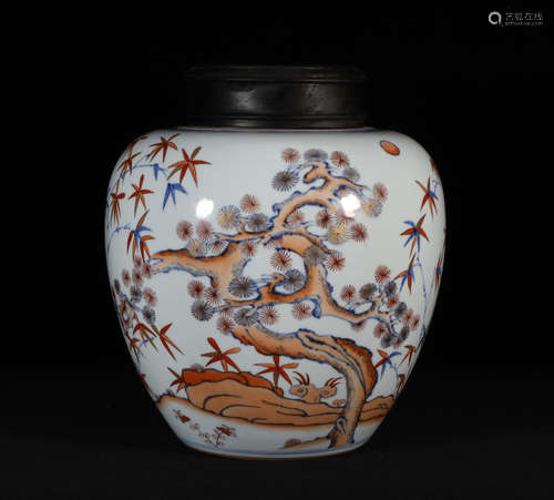 Underglaze Blue Iron Red and Gilt Ginger Jar Yongzheng Style